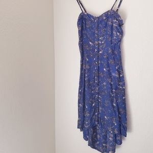 Angie's High Low Blue Bird Button Up Dress